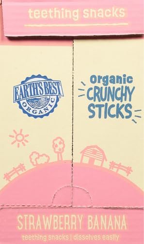 Organic strawberry banana teething sticks ingredients list close up