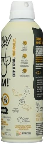 Close up view of the instructions and precautions on the Lemongrass Farms fly repellent bottle