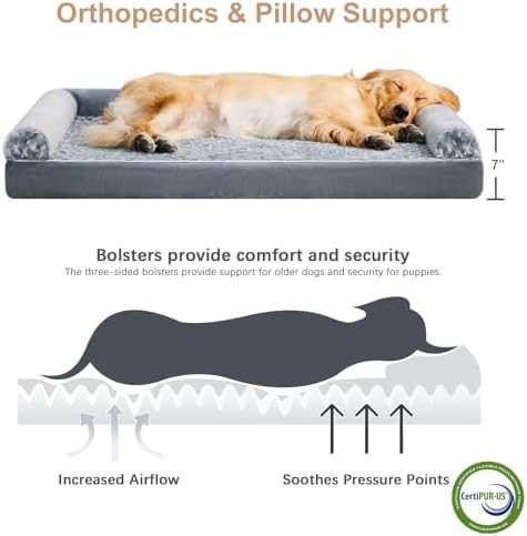 BFPETHOME Orthopedic Washable Dog Beds Large Sized Senior Dog for Comfy Sleeping with Removable Cover, Waterproof Big Soft Pet Couch Bed for Dogs Relax - Image 4