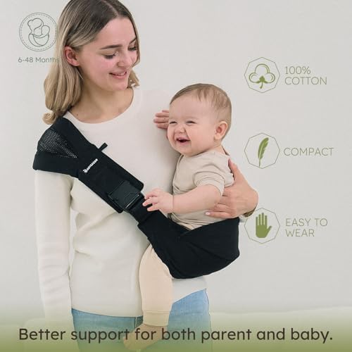 Parent using Auyeazgo sling for comfortable hip carry