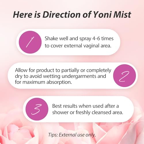 Compact 2 fluid ounce peach yoni mist for travel freshness.