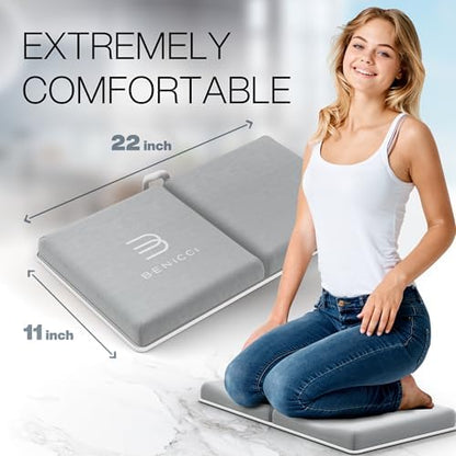 Parents using Benicci memory foam bath kneeler for comfort