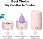 Mottery automatic menstrual cup cleaner with measuring cup and travel bag