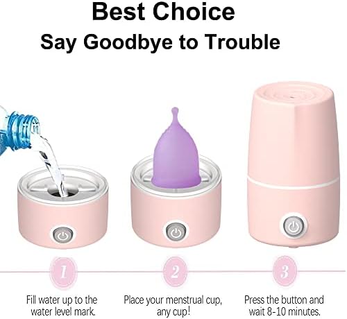 Mottery automatic menstrual cup cleaner with measuring cup and travel bag
