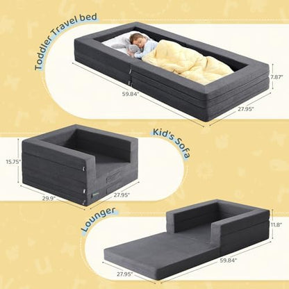 WeeGuruu convertible sofa bed folded into a compact toddler chair chair layout