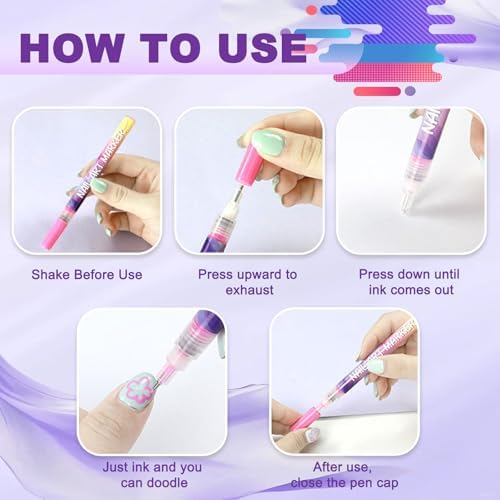 QEXA 12 piece acrylic nail paint marker kit for DIY manicure