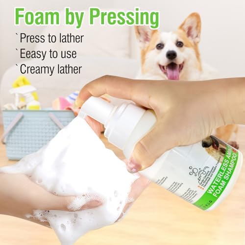 Hkpetty three in one foaming pet dry shampoo container for smelly dogs.