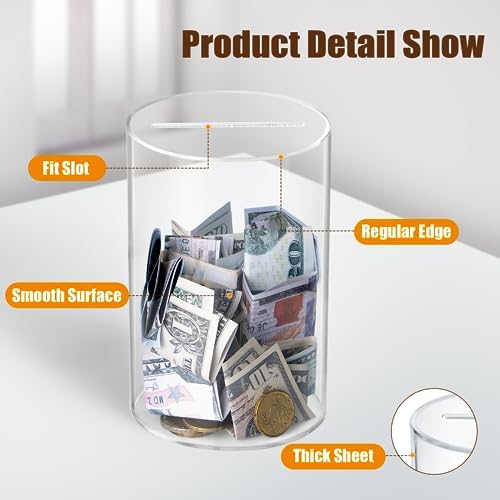 Hicocool clear acrylic money saving jar illustrating the robust thickness of its durable shatter resistant material