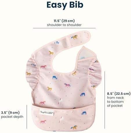 Water-repellent fabric close-up view of Tiny Twinkle feeding bib