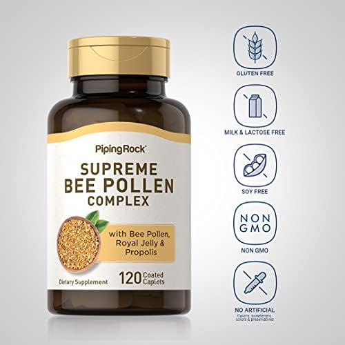 Piping Rock Supreme Bee Pollen Complex dietary supplement caplets close up