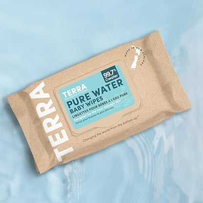 Close up of Terra baby wipes texture and thickness