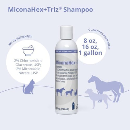 Imported medicated pet shampoo for dogs cats and horses skin barrier repair.