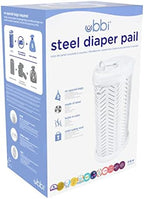Ubbi steel diaper disposal bin open sliding lid feature
