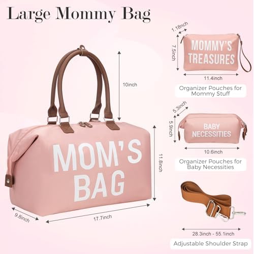 Printe maternity bag featuring adjustable shoulder strap and handles