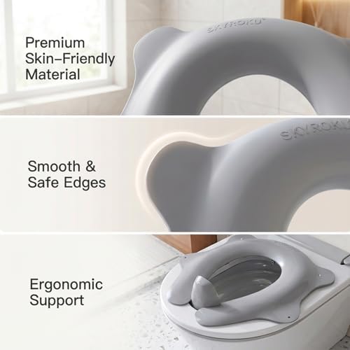 SKYROKU travel potty training seat folded flat next to its nylon carry bag