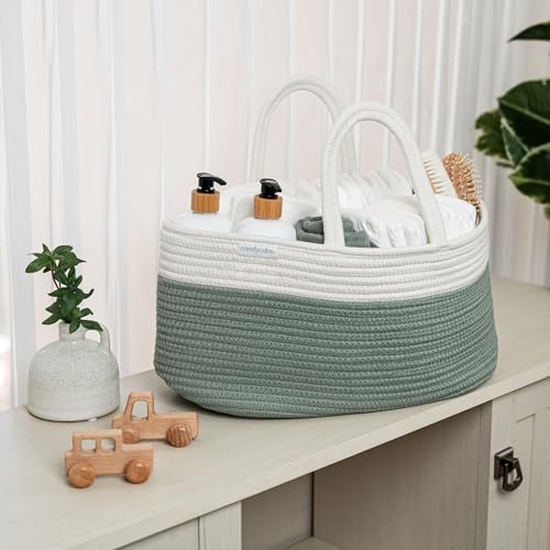 Top view of Comfy Cubs diaper organizer with baby essentials