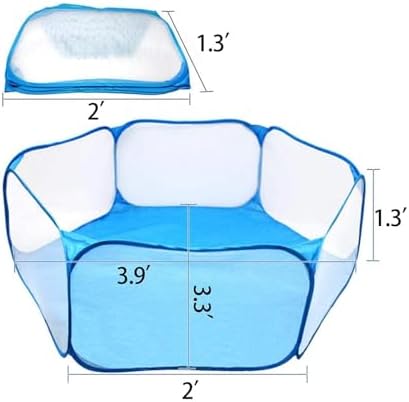 Hamster Playpen Guinea Pig Playpen Bunny Breathable & Transparent Playpen with Mat for Chinchilla Hedgehog Rat Foldable and Easy to Carry - Image 3