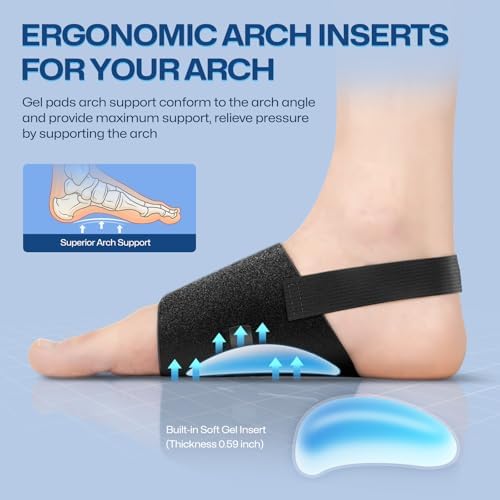 Person wearing Healrecux arch sleeves with athletic running shoes.