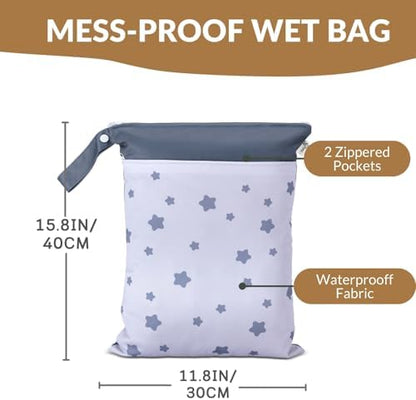 BebeBiu waterproof wet bag showing dual zippered pockets