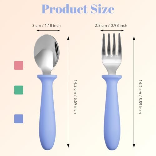 Pimoys stainless steel fork and spoon set for kids