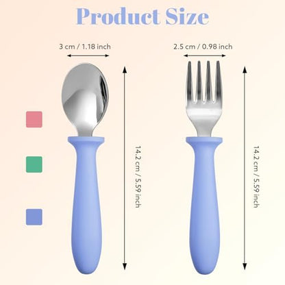 Pimoys stainless steel fork and spoon set for kids