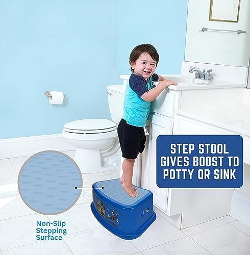 Lightweight non slip toddler step stool with blue textured safety grip surface