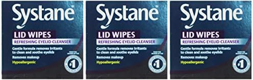USA imported Systane lid wipes box showing ingredients and usage directions
