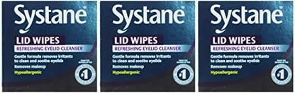 USA imported Systane lid wipes box showing ingredients and usage directions