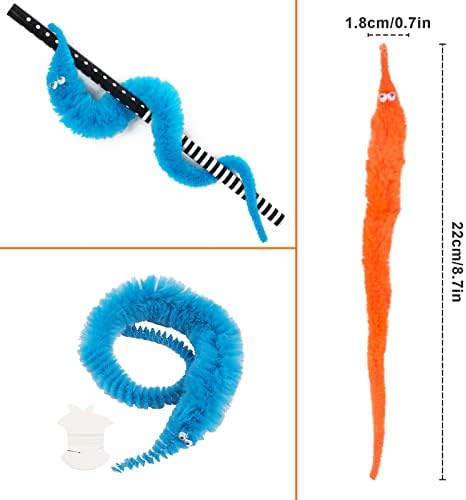 Assorted colorful fuzzy magic worms on a string