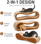 Simple Deluxe cat scratch lounge couch placed next to living room furniture as an effective protector against claw damage.