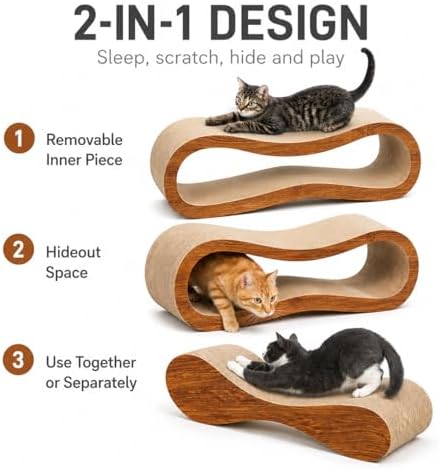 Simple Deluxe cat scratch lounge couch placed next to living room furniture as an effective protector against claw damage.
