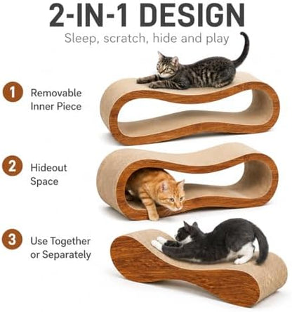 Simple Deluxe cat scratch lounge couch placed next to living room furniture as an effective protector against claw damage.