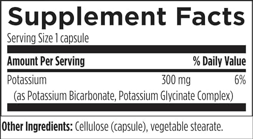 Back of bottle showing supplement facts for K+2 Potassium