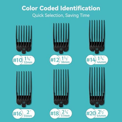 Six piece clipper combs replacement kit by LAVEST emphasizing the secure clip design feature