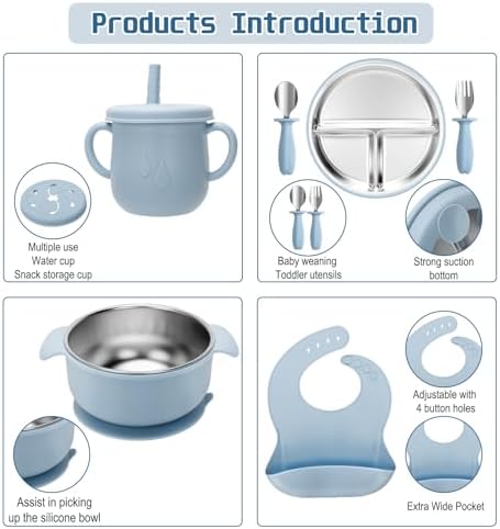 Toddler stainless steel bowl with suction for mess-free feeding