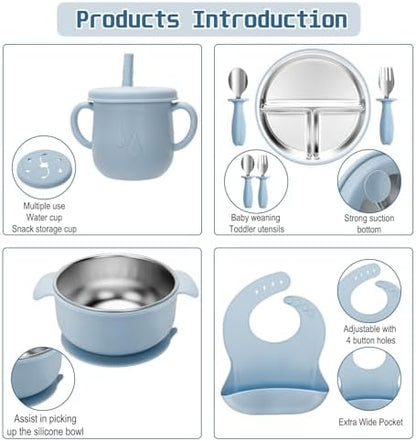 Toddler stainless steel bowl with suction for mess-free feeding