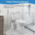 Modern bathroom setup with bidet sprayer installed