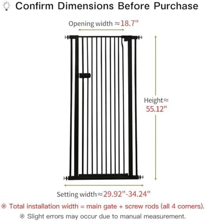 Lumizone tall dog gate close up view of narrow bar spacing and sturdy metal construction