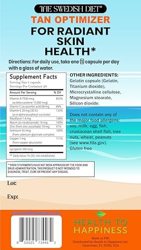 The Swedish Diet Tan Optimizer bottle and packaging arrangement