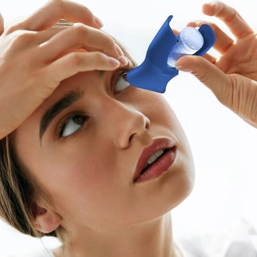 Unbranded portable eyedrop dispenser guide being fitted onto a medicine bottle