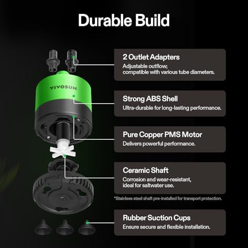 VIVOSUN water pump kit with multiple nozzle attachments displayed on flat background.