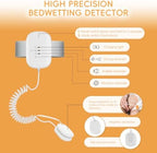 USB rechargeable bedwetting alarm for boys and girls featuring the white control unit and moisture cable.
