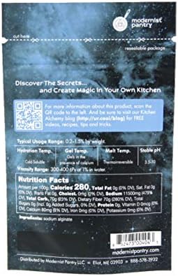 Back packaging of Modernist Pantry spherification kit displaying certified Kosher, non-GMO, and vegan dietary labels clearly.