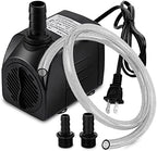 Pulaco 400GPH water pump displayed alongside the included five feet silicone tubing.