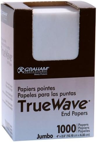 Self dispensing open view of jumbo size hair perm end wraps showing thousand count sheet quantity