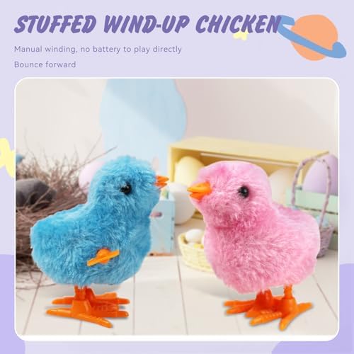 Top view of the four pack plush jumping baby chicks showcasing their soft fabric texture