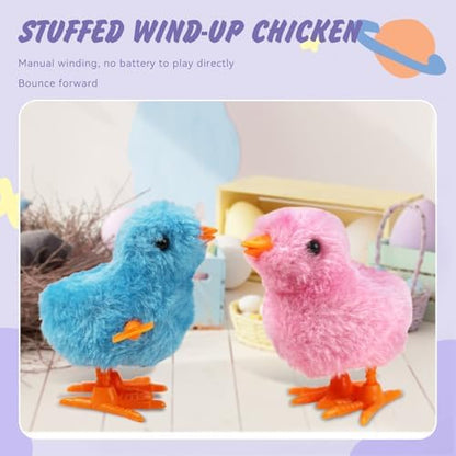 Top view of the four pack plush jumping baby chicks showcasing their soft fabric texture