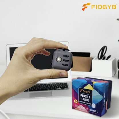 FIDGYB pocket sensory toy in Dark Grey Black showing the smooth gliding joystick feature.