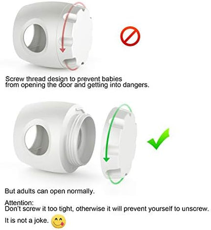Uxoz child proof door handle cover screw thread mechanism
