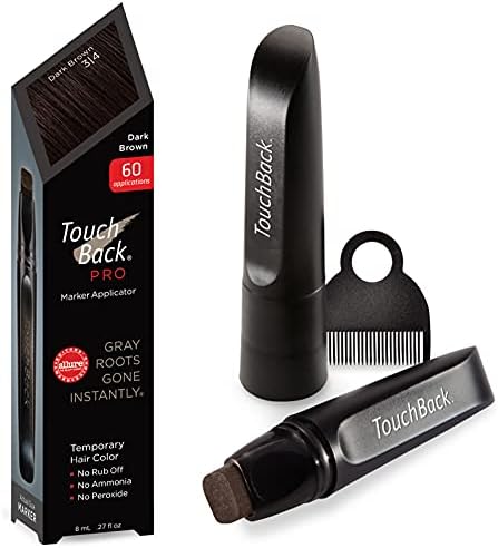 TouchBack temporary hair color marker with cap removed showing the liquid color tip
